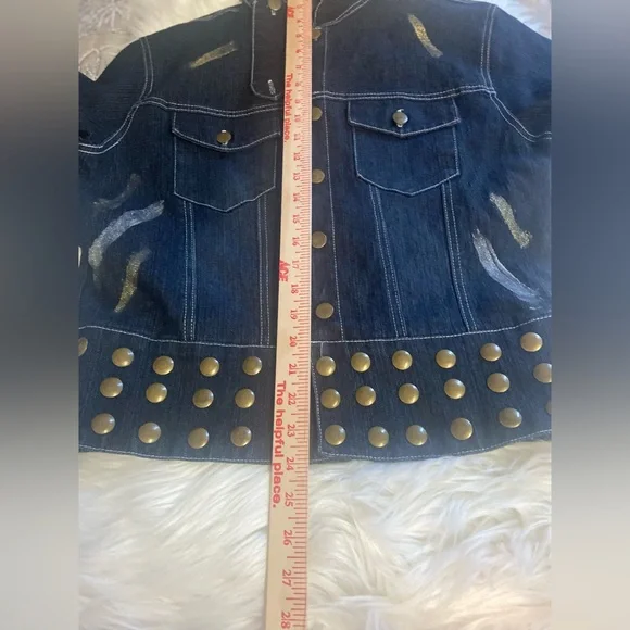 What’s Hot Stretch Studded Denim Sz XL Women’s  Jacket - Picture 6 of 10